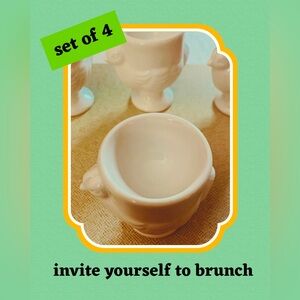 Set of 4 Chicken Ceramic Egg Cups